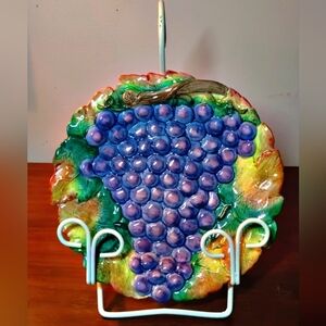 Fitz & Floyd Ironstone Grape Cluster Ceramic Decorative Plate